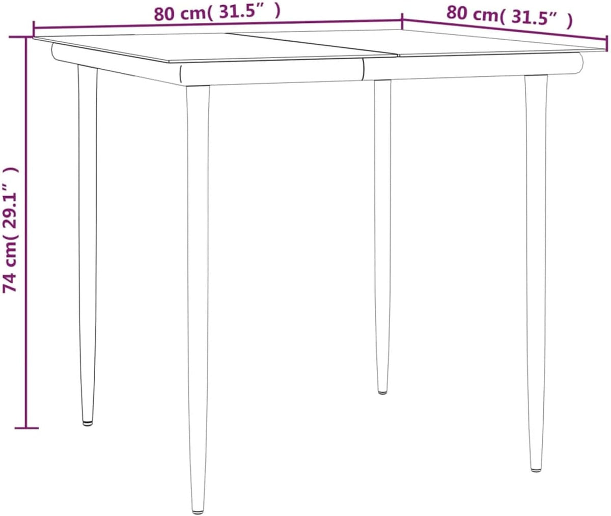 Tidyard Set of 3 Dining Room Garden Poly Rattan Black and Steel Glass Table Set 80 cm and 2 Chairs with Armrests for Outdoor, Table and Chairs for Garden, Patio, Outdoor - QUORE