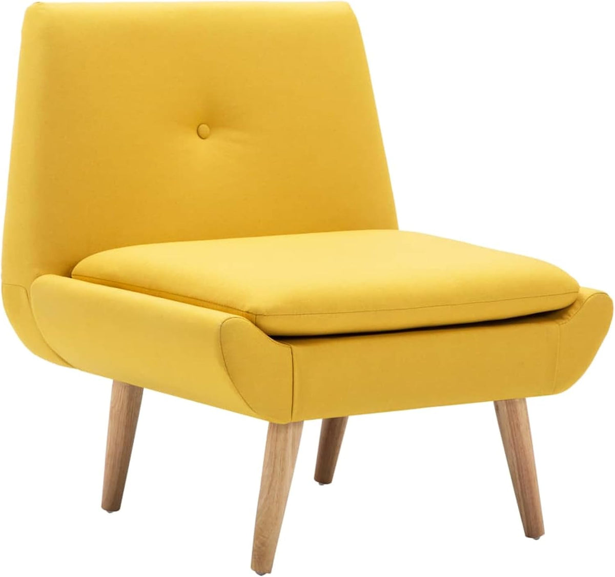 Eetkamerstoel Geel – Stoel Zonder Armleuning – Dining Chair – Woonkamerstoel – Stoffen Stoel – Rubberen Poten – Comfortabele Zitting 8 cm Dik – Lichtgewicht en Duurzaam