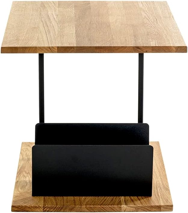 HAKU Bijzettafel eiken, zwart, Massief hout, metaal - Maat: B 45 cm x H 45 cm x D 45 cm, Stijl: Modern