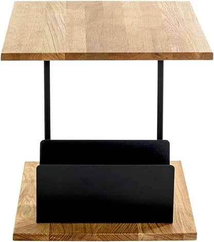 HAKU Bijzettafel eiken, zwart, Massief hout, metaal - Maat: B 45 cm x H 45 cm x D 45 cm, Stijl: Modern