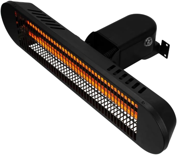 EVOLAR EVO-WMS2000 Warmtestraler voor muur, terras, balkon, tuin, 2 standen, 1000/2000 W, zwart, afstandsbediening