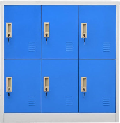 vidaXL Locker cabinet 90x45x92.5cm steel light grey and blue, locker cabinet, wardrobe, closet, locker cabinets, wardrobes, cupboards, office cabinet - QUORE