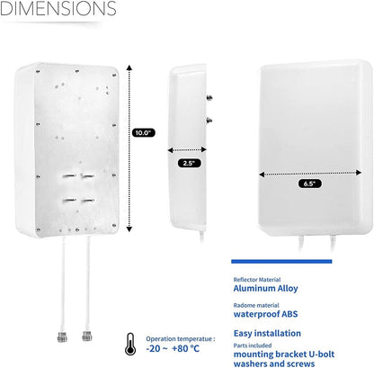 Directionele Mimo Paneelantennes WiFi 4G 2.4GHz 5.8GHz LTE 698-2700 MHz Hogere Gain 14dBi-Outdoor Externe Antennes-Routers Mobiele Antennes Compatibel voor Modems