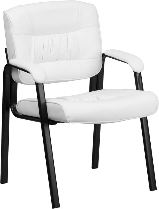 Bureaustoel – Kantoorstoel – Vergaderstoel – Thuiswerkstoel – Directiestoel – Middelhoge Rugleuning – LeatherSoft Bekleding – Gevoerde Armleuningen – Metalen Frame – Wit/Zwart