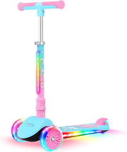 BELEEV Scooter voor kinderen van 3-12 jaar met lichtgevende wielen en deck, 3-wielige opvouwbare scooter voor peuters, meisjes, jongens, 4 verstelbare hoogte, antislippatroondek, lichtgewicht scooter
