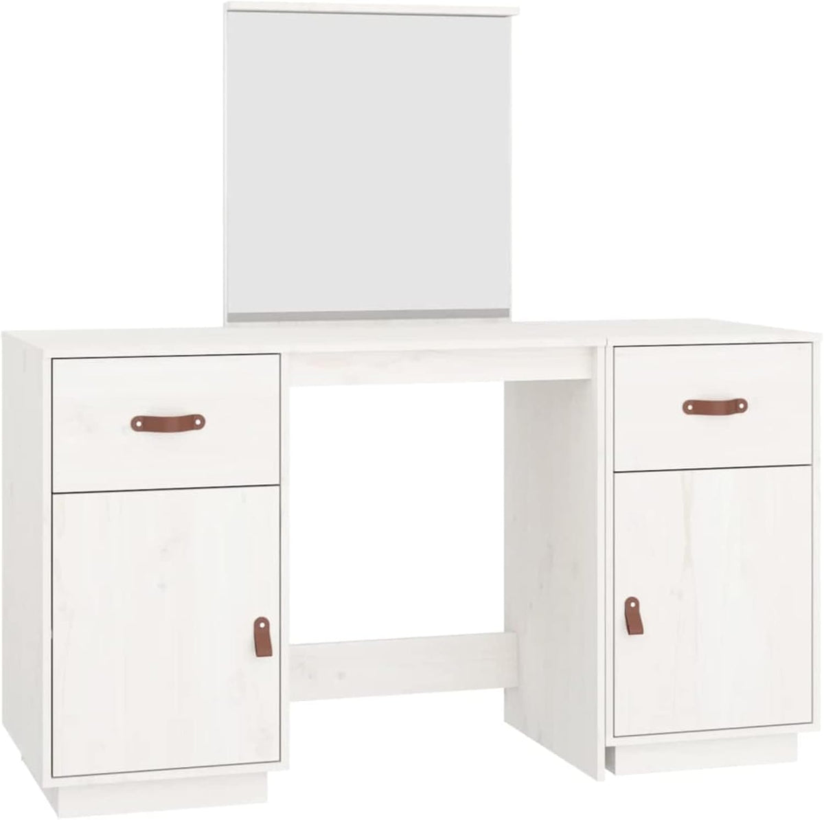 Tidyard Dressing table with mirror, dressing table, chest of drawers, dressing table, vanity table, makeup mirror, bedroom, solid pine, white - QUORE