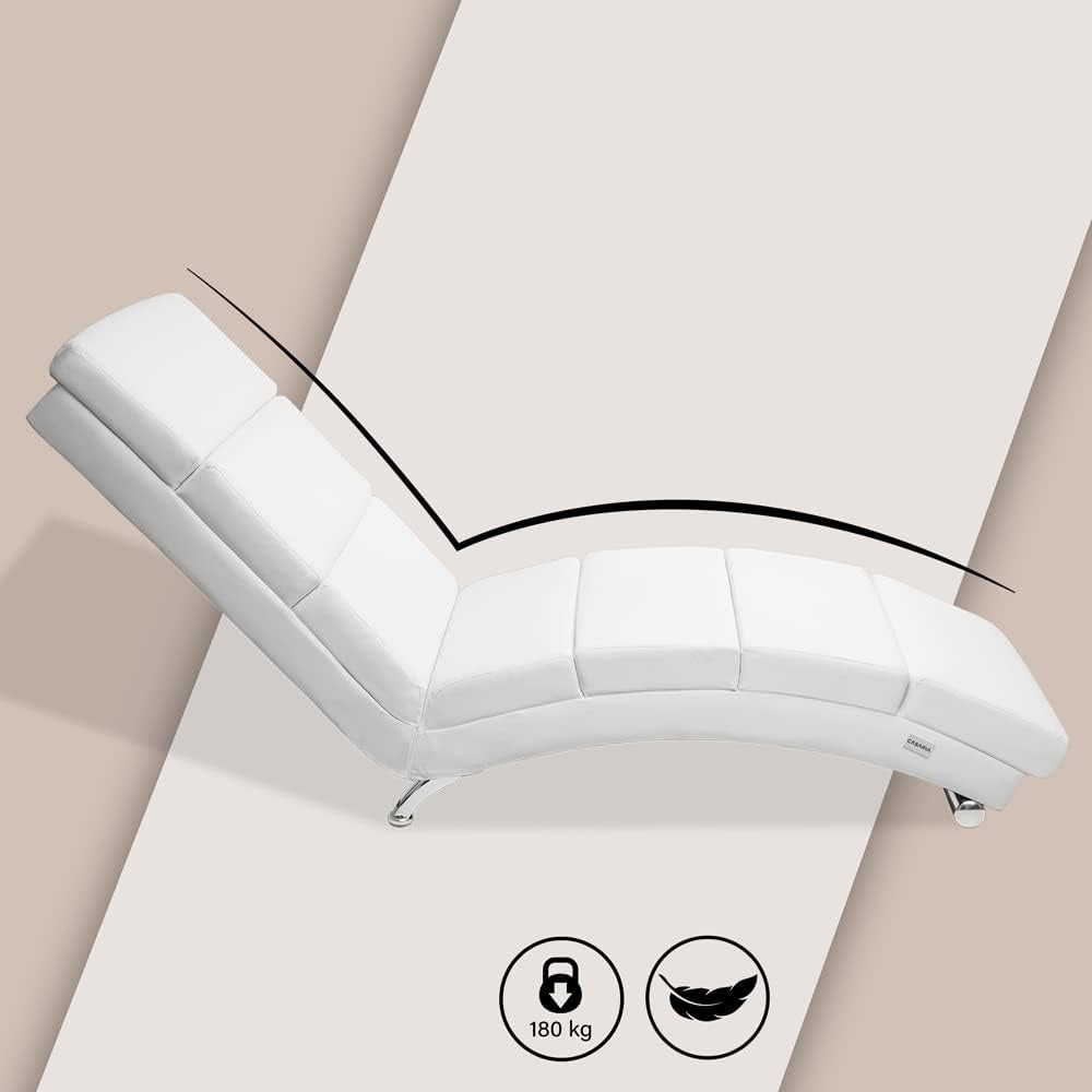 Casaria Relax Chair XXL London 186 x 89 x 55 cm Ergonomic Faux Leather Padded 180 kg Load Capacity Living Room Office Indoor Chaise Lounge Relax Chair White - QUORE