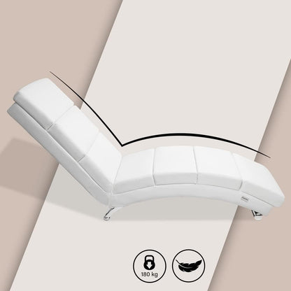 Casaria Relax Chair XXL London 186 x 89 x 55 cm Ergonomic Faux Leather Padded 180 kg Load Capacity Living Room Office Indoor Chaise Lounge Relax Chair White - QUORE