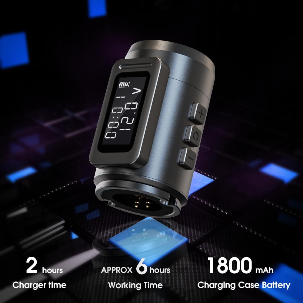 Ambition Mars-U Tattoo Kit Draadloze Tattoo Pen met Dubbele 1800mAh Batterijen, Verstelbare Slag en 20 Glory Naaldpatronen in Gemengde Maten voor Professionals en Beginners