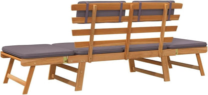 vidaXL Lounger with cushion 2-in-1 190 cm solid acacia wood