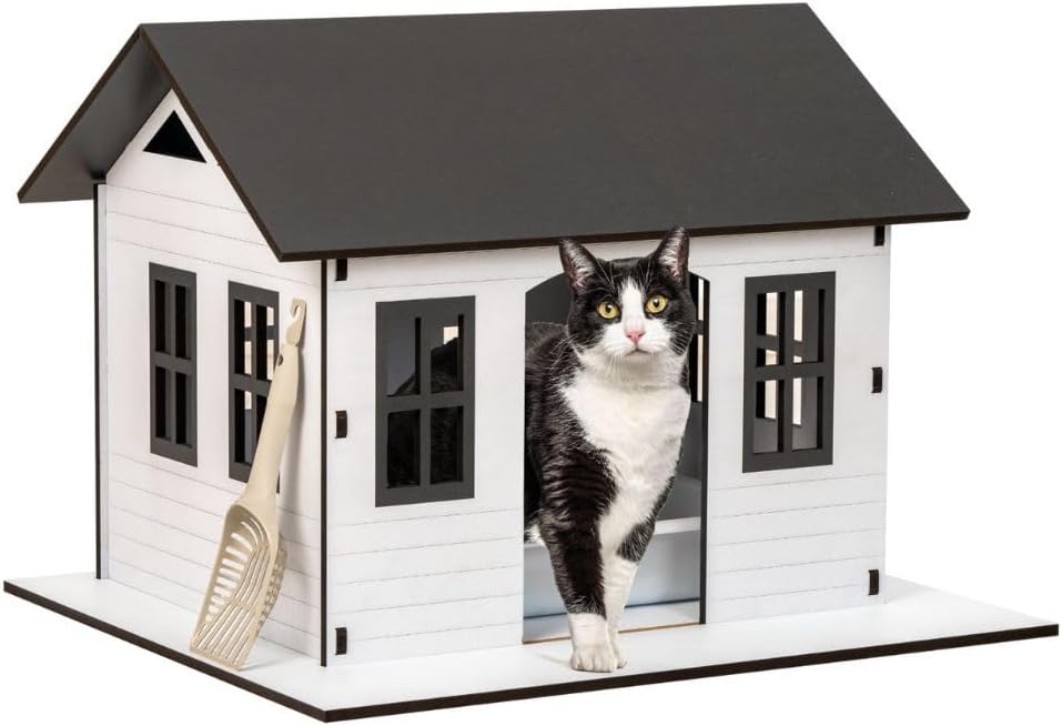 SAMMY & KIMMY LOVE Kattenbak met schep – geurremmend – designerhuis voor binnen, hygiënisch, met uitneembare bak, waterdicht – 520 x 610 x 710 mm