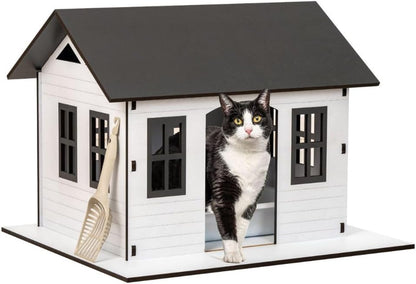 SAMMY & KIMMY LOVE Kattenbak met schep – geurremmend – designerhuis voor binnen, hygiënisch, met uitneembare bak, waterdicht – 520 x 610 x 710 mm