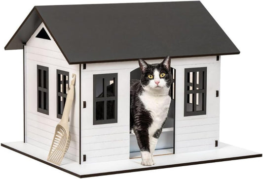 SAMMY & KIMMY LOVE Kattenbak met schep – geurremmend – designerhuis voor binnen, hygiënisch, met uitneembare bak, waterdicht – 520 x 610 x 710 mm