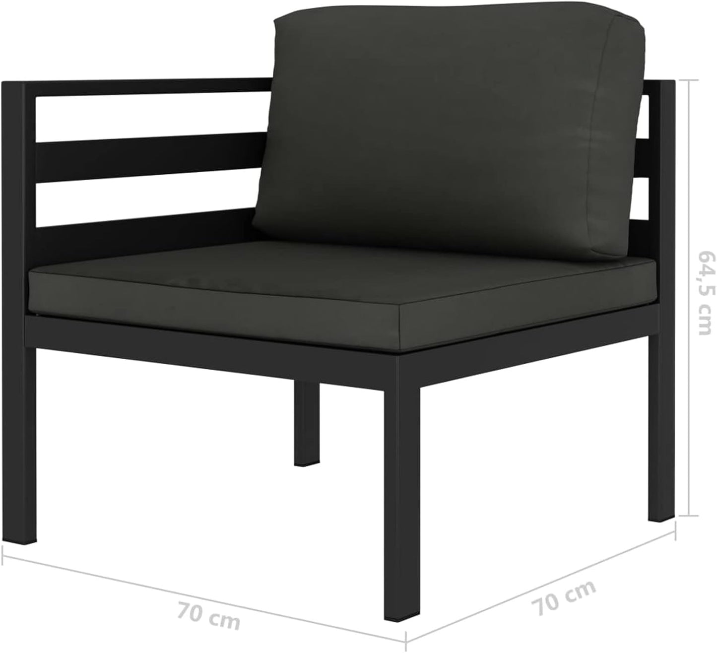 Tidyard Pallet Corner Sofa Aluminium Anthracite with Cushion 70 x 70 x 64.5 cm Garden Bench Aluminium Sofa Pallets Modular Garden Bench Aluminium Garden Bench - QUORE