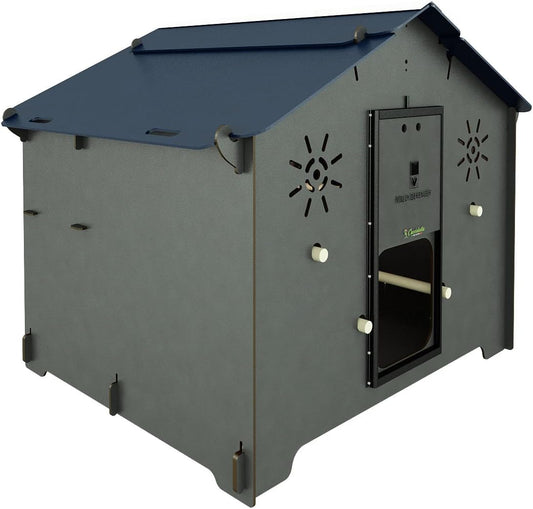 Chicken coop for 12 laying hens with 4 perches, 2 raised nests, POLLY FARM 2XL made of HPL laminate, roundworm-proof, red - QUORE