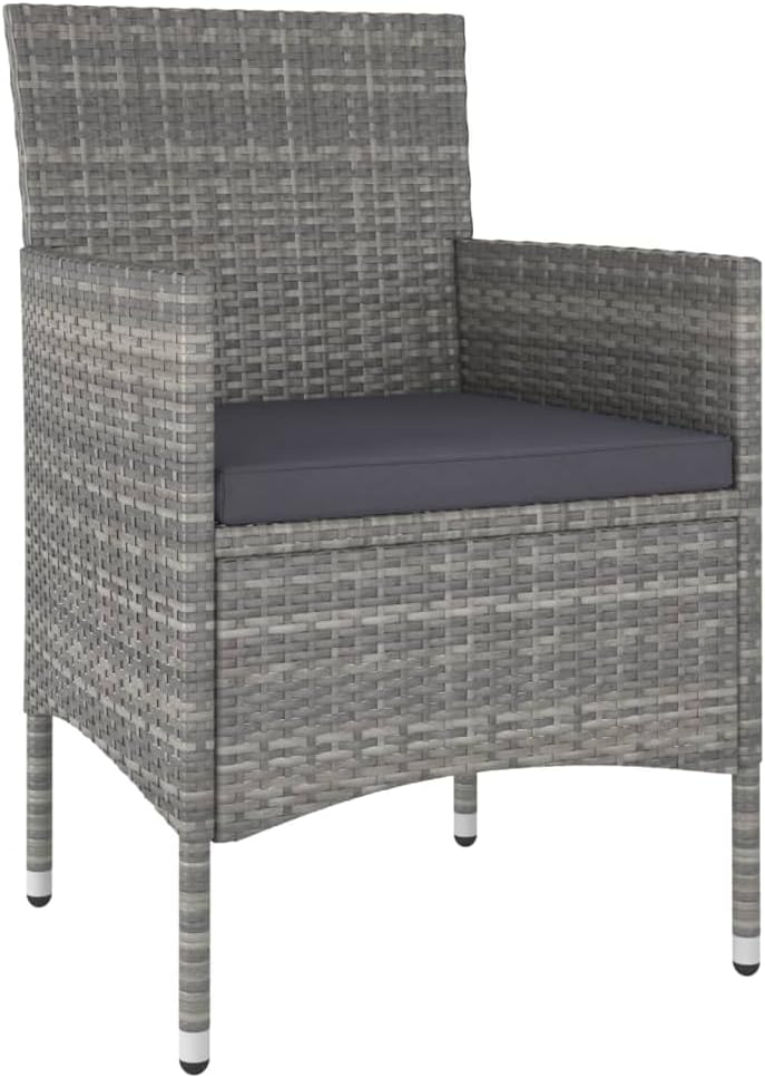 Gecheer Tuintafel en stoelen, 5-delig, polyrotan, acaciahout, grijs, tuinmeubelen, terrasbank, type 1 - QUORE