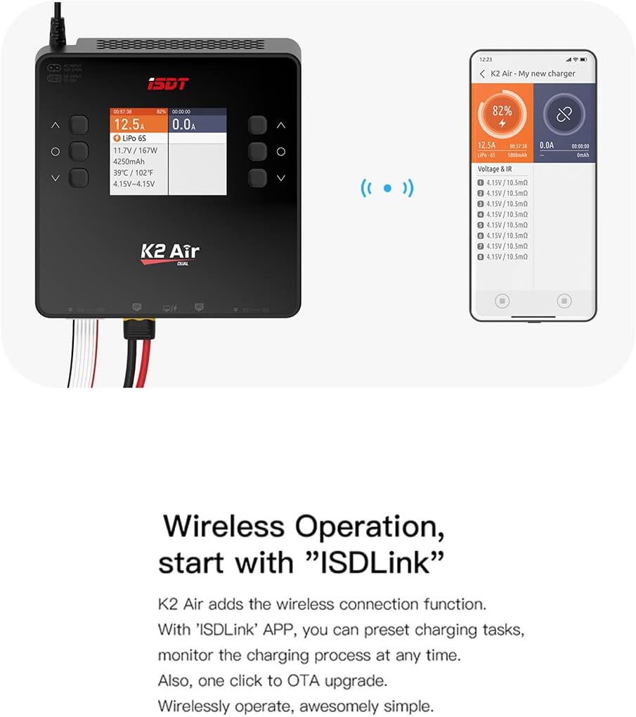Lipo Lader – RC Batterijlader – Slimme Acculader – Dual Channel Oplader – Bluetooth Afstandsbediening – 200W AC / 500W DC – 2 Batterijen Gelijktijdig Laden