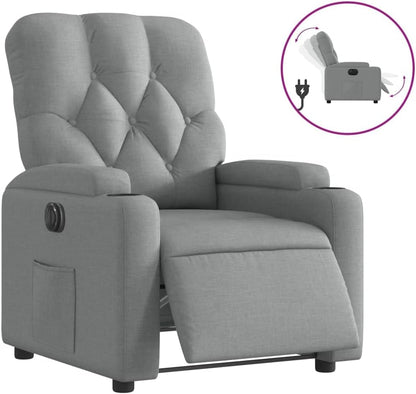 Gecheer Electric Recliner Chair Tilting Fabric Light Grey 74 x 86.5 x 93.5 cm TV Chair Recliner Chair Armchair Fabric Chair with Footrest Senior Chair