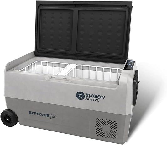 Bluefin Active Draagbare Koelbox | Geavanceerde Koel- en Vriestechnologie | Energiebesparend Opladen | Dubbele Compartimenten| Smartphone App-Bediening | LCD-scherm | AC & DC