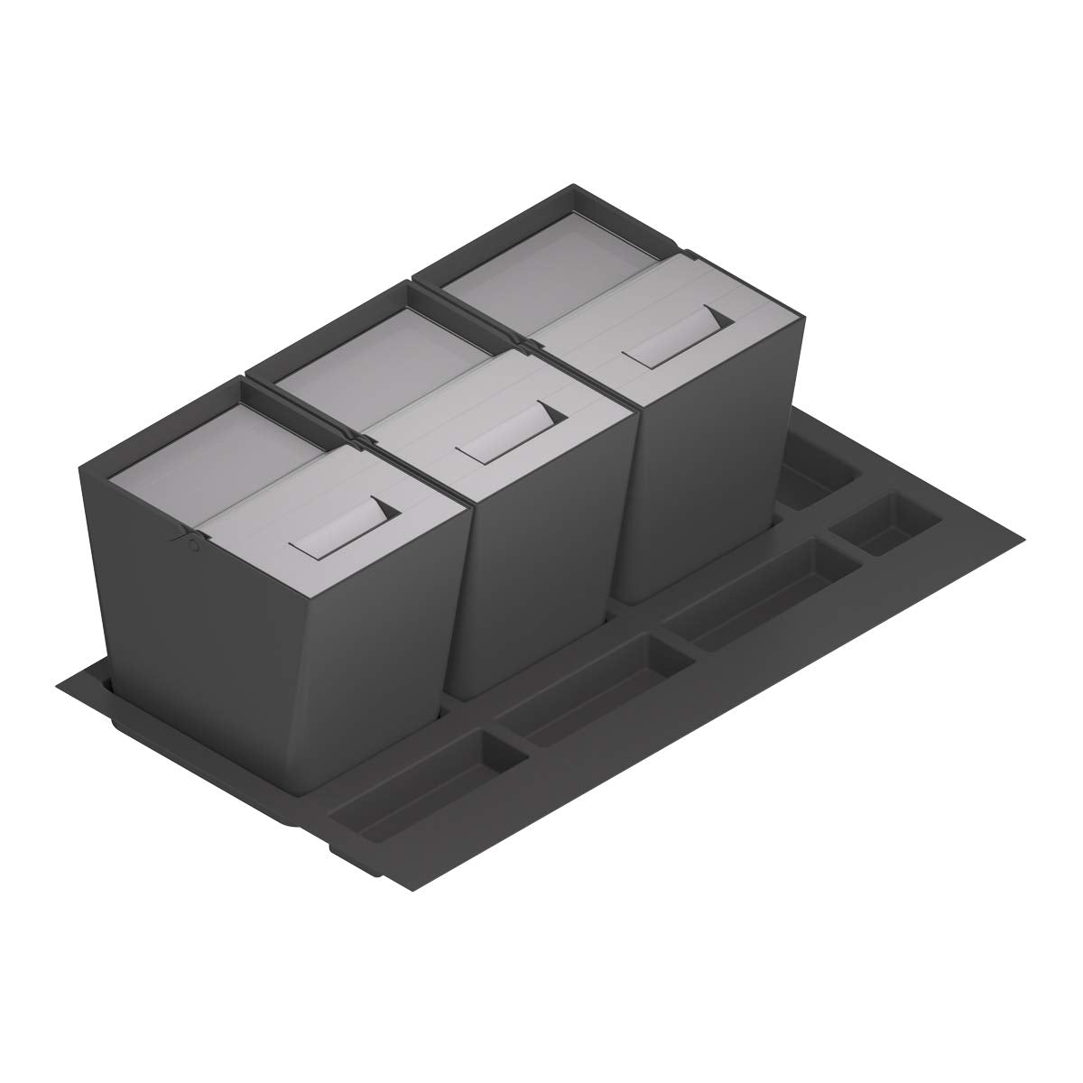 Menage Confort Vuilnisbak en recyclingcontainer voor keukenlade, deksel van roestvrij staal, PP antraciet, 900 mm breedte meubel/hoogte 295 mm