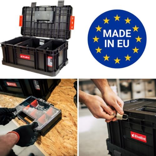 6-in-1 XL assortimentskoffer, werkplaatswagen, rolbox, mobiele werkplaatskoffer, kunststof schuifladen, gereedschapskoffer op wielen