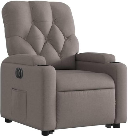 Relaxstoel Elektrisch – Relaxfauteuil – Elektrische Stoel – Ligstoel – Sta Op Stoel – Opstahulp – Verstelbare Ligfunctie Tot 135° – Taupe Stof