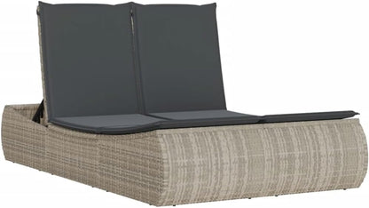 Outdoor Lounger with Padded Cushions and Adjustable Backrest, 3 Positions, Durable and Washable Synthetic Rattan, for Garden or Patio - QUORE