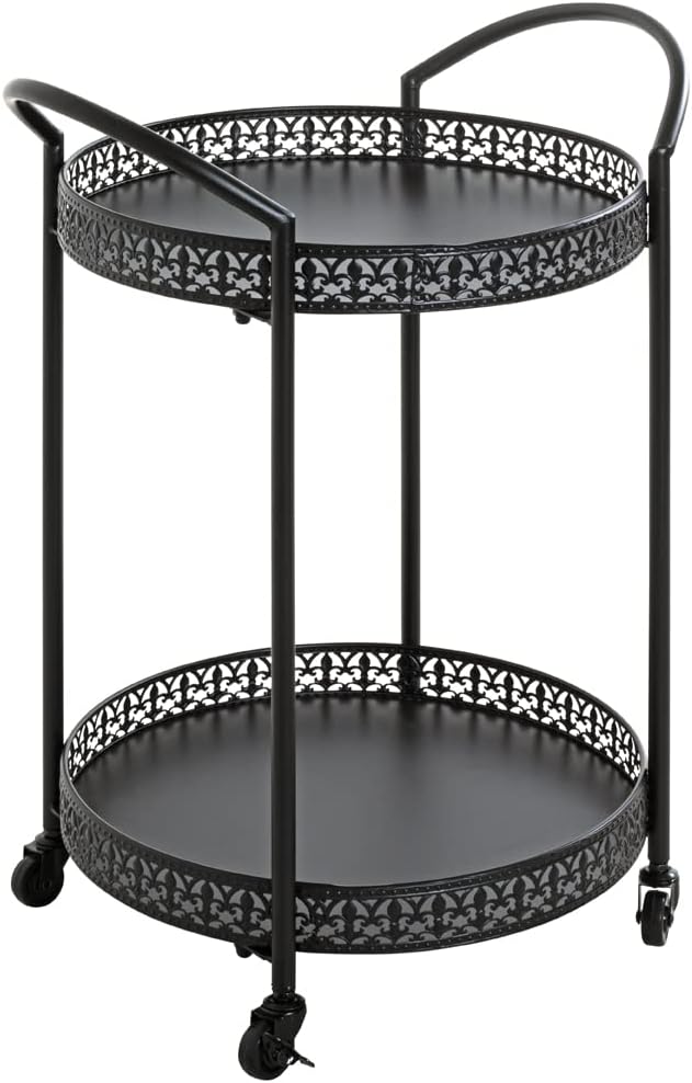 HAKU Serveerwagen zwart, metaal - Maat: B 51 cm x H 71 cm x D 42 cm, Stijl: Art Deco