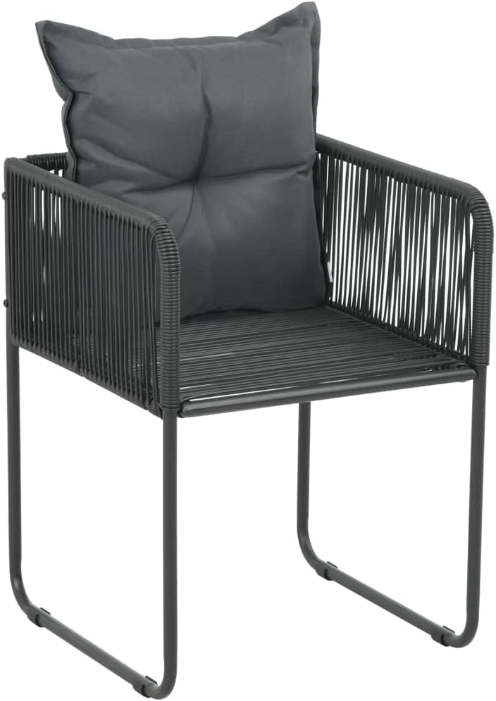 vidaXL Garden chairs 6 pcs with cushions poly rattan black - QUORE