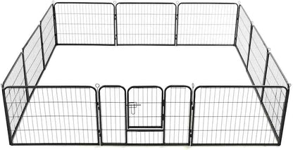 vidaXL Dog run with 12 panels 80x60 cm steel black