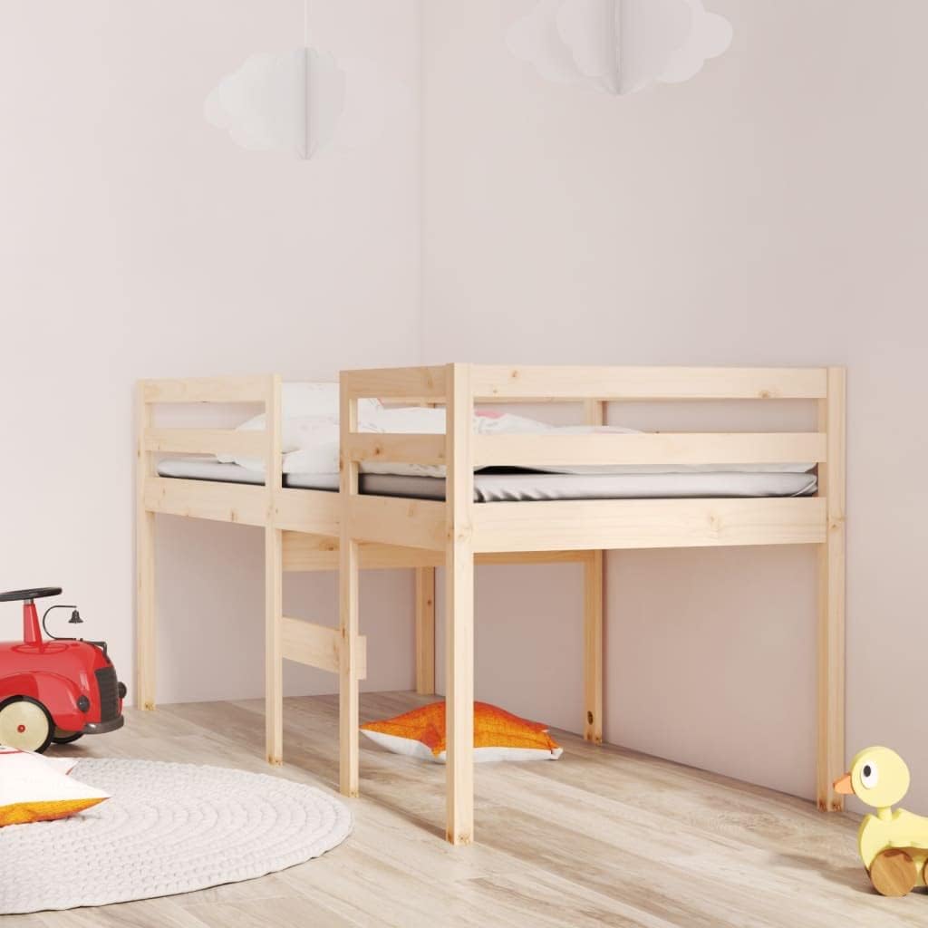 vidaXL Hoogslaper massief grenenhout 90x200 cm, bed, slaapkamermeubel, bedbodem, hoogbed, bedframe, eenpersoonsbed, houten bed, massief houten bed
