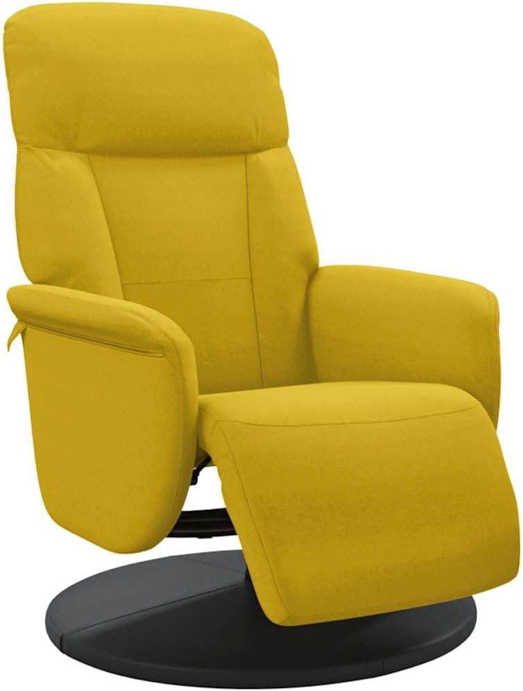 Relaxstoel met voeteneinde, geel, fluweel, tv-stoel met ligfunctie, enkele ligstoel, relaxstoel voor woonkamer, slaapkamer - QUORE