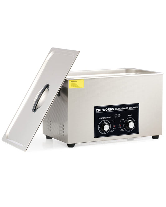 CREWORKS 30L Ultrasonic Cleaner with Heater and Timer, 600W Stainless Steel Ultrasonic Cleaner, Professional Ultrasonic Cleaner with Rotary Knobs for Laboratory Tools Car Parts More