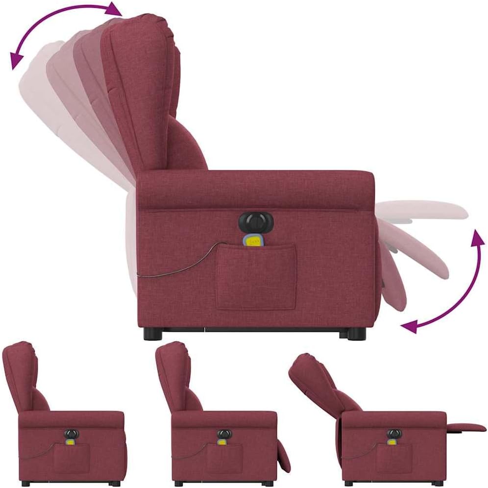 Elektrische Relaxfauteuil – Elektrische Relaxstoel – Opsta Fauteuil – Massage Fauteuil – TV Stoel – Elektrische Kantelfunctie – Vibratiemassage – Wijnrood Stof