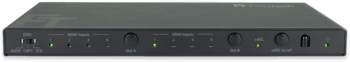 FeinTech VAX04201 HDMI eARC Pass Matrix Switch 4x2 voor soundbar en 2 displays 4K 60Hz Dolby Vision Atmos