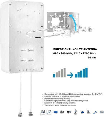 Directionele Mimo Paneelantennes WiFi 4G 2.4GHz 5.8GHz LTE 698-2700 MHz Hogere Gain 14dBi-Outdoor Externe Antennes-Routers Mobiele Antennes Compatibel voor Modems