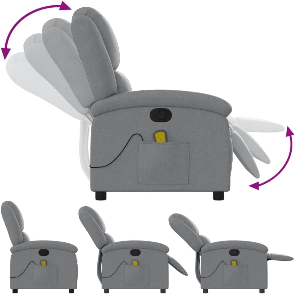 vidaXL Massage chair adjustable fabric light grey