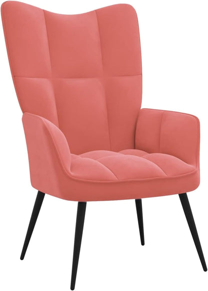 Relaxchair with stool reclining chair lounge chair living room chair with stool chair living room pink velvet - QUORE