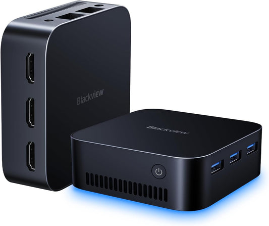 Blackview MP80 Mini PC Intel Alder Lake N97 (tot 3,6 GHz) 16 GB LPDDR5 RAM 512 GB M.2 SSD, (beter dan N95 en N150), 4K UHD Mini PC Desktop, 3*HDMI, USB 3.2*3, Gigabit Ethernet, 5G WiFi, Business