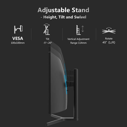 Z-Edge Gaming Monitor Curved 34'', 165Hz, UWQHD(3440x1440), 1ms MPRT, Height & Incline Adjustable, 21:9 with DP Cable, FreeSync, 1500R VA, 300cd/m², 2*HDMI2.0 & 2*DP1.4, RGB, VESA 3.937 * 3.937 * 3.9 937 in