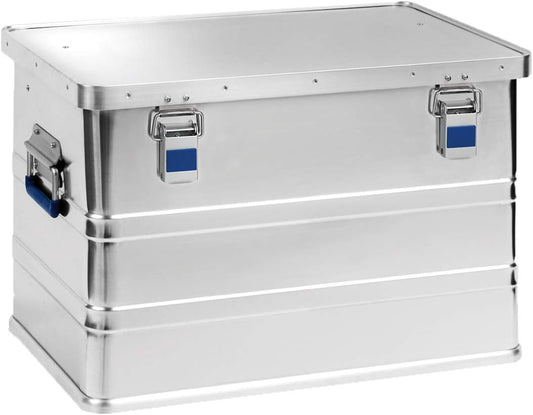 hünersdorff Aluminium box eco 68 liter, waterdicht met rubberen afdichting, licht, stabiel, klaphandgrepen, voorbereiding voor sloten, kleur: zilver, 451250