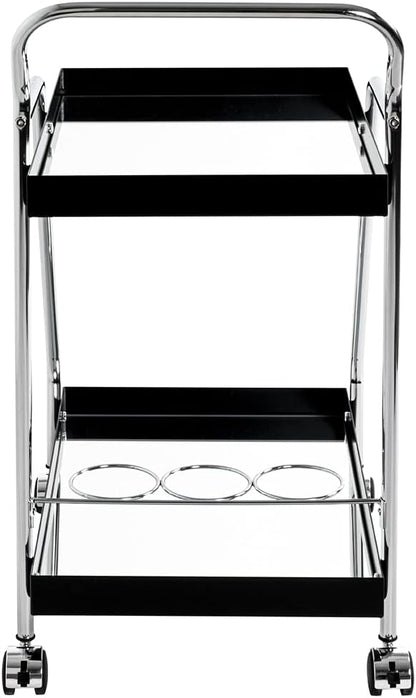 HAKU Serveerwagen chroom, zwart, Metaal, spiegel - Maat: B 62 cm x H 84 cm x D 46 cm, Stijl: Modern