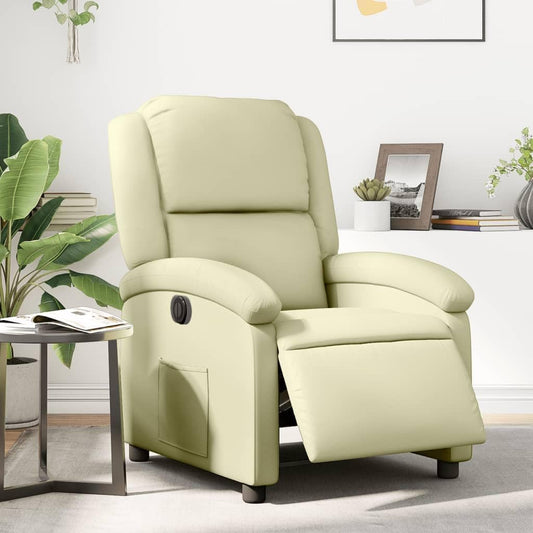 Elektrische Relaxfauteuil – Relaxstoel – Fauteuil – Ligstoel – TV Stoel – Echt Rundsleder – Elektrische Verstelling – Crème Kleur