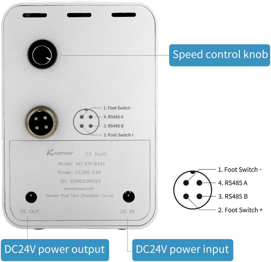 Kamoer M1-STP Intelligente peristaltische Pomp 24V Stepper Motor Verstelbare programmeerbare Lage Flow Vloeibare Doseerpomp met Controle voor Laboratorium Aquarium 0-88ml/min