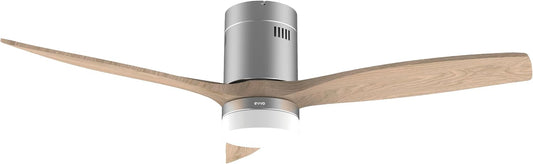 EVVO Plafondventilator met ledlicht en wifi, stil, Ø 132 cm, 3 vleugels, motor DC 40 W, 6 snelheden, timer tot 4 uur, winter-zomerfunctie, IP44, model: V550, grijze lak
