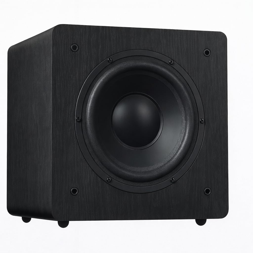 DYNAVOICE Challenger SUB-8 Zwart – Actieve 8 inch Subwoofer, 90W RMS (125W Max), 25–180 Hz, Auto On/Off | Voor 5.1 Home Cinema en HiFi tot 25 m² | RCA/LFE en High Level Aansluiting.