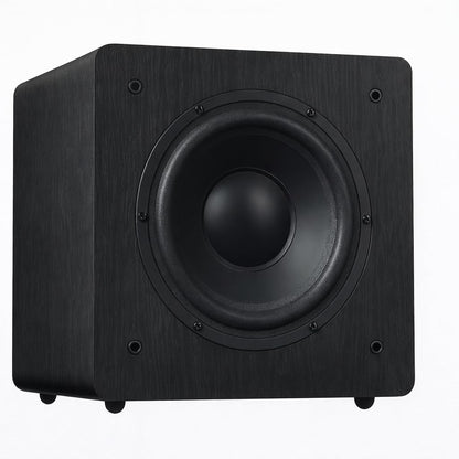 DYNAVOICE Challenger SUB-8 Zwart – Actieve 8 inch Subwoofer, 90W RMS (125W Max), 25–180 Hz, Auto On/Off | Voor 5.1 Home Cinema en HiFi tot 25 m² | RCA/LFE en High Level Aansluiting.