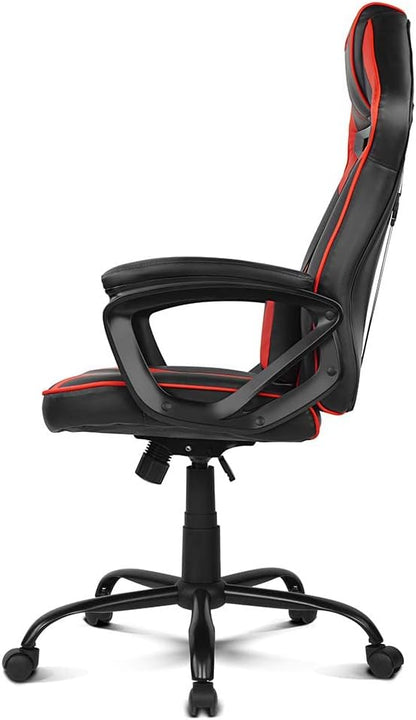 DRIFT GAMING Chair DR50 -DR50BR- Gamestoel, professioneel, in hoogte verstelbaar, tuimelstoel, gevoerde armleuningen, kunstleer, 67 x 122-131 x 67 cm, rood/zwart