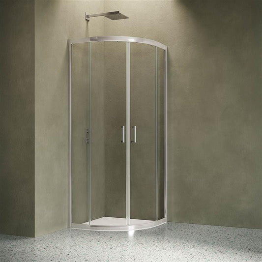 Ronde Douchecabine – Douchecabine Rond – Douchecabine Compact – Douchebakhoek – Douchecabine Schuifdeur – 80 x 80 cm – Dubbele Schuifdeuren Met Magnetische Sluiting