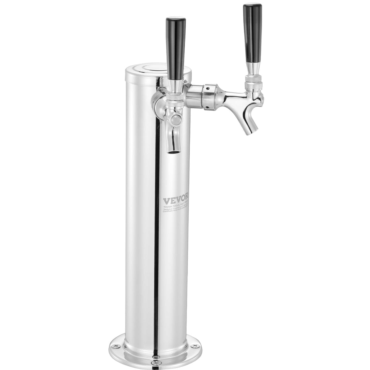 VEVOR Kegerator Tower Kit, dubbele kranen bierconversiekit, roestvrijstalen vaatje biertorendispenser met dubbele meter W21.8 regelaar en S-systeem vaatkoppeling voor feest thuis